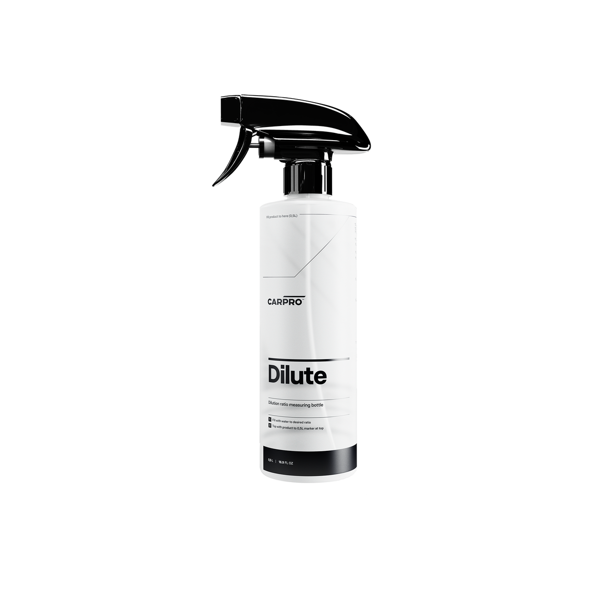 Butelka z atomizerem CarPro "Dilute" — cylindryczna butelka HDPE ze skalą (28/400)