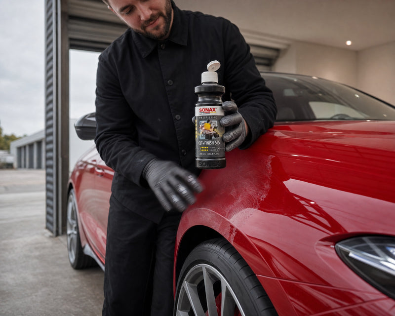 Detailing1 Hero: Politur — SONAX PROFILINE Cut+Finish 5/5 am roten Audi RS 5 (Desktop)