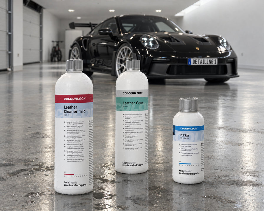 Detailing1 Spotlight: Leder & Alcantara — COLOURLOCK Leather Cleaner, Leather Care und Pol Star